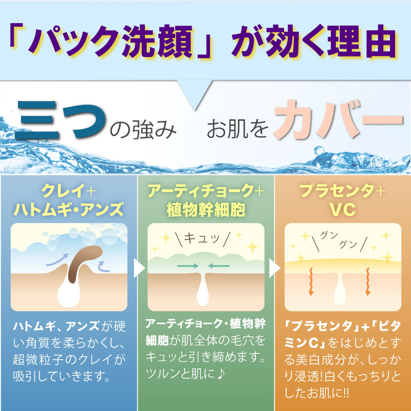 【シーイー】 ホワイトパックT 7本 & ホワイトウォッシュ洗顔料 3本 230327_lp_clearcreamywash_03.jpg