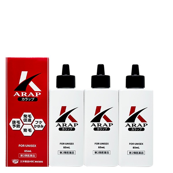 3ヶ月毎に3本お届けコース【第2類医薬品】発毛促進剤 カラップ KARAP 85mL/本（約30日分）育毛 抜毛予防 フケかゆみ 