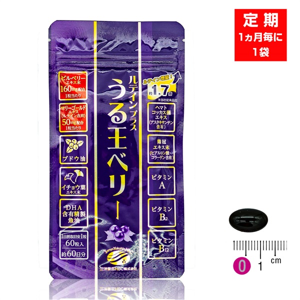 【定期：1ヶ月毎に1袋】大容量エコパック うる王ベリー (60粒/袋 約60日分)