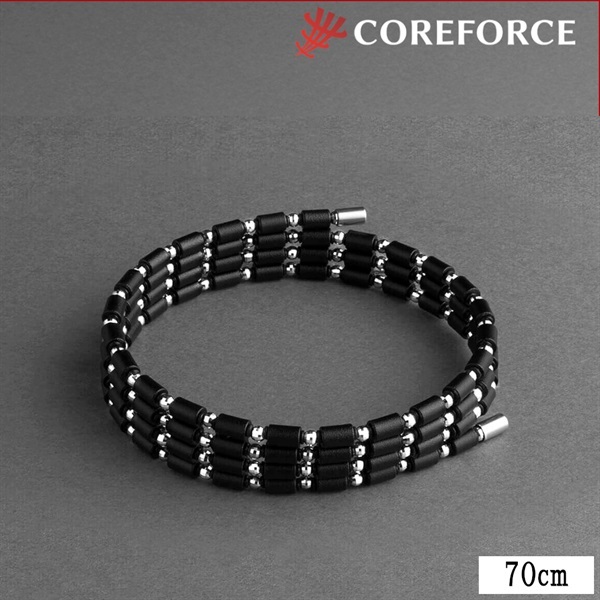 磁気健康雑貨 コアフォースループ ブラック K14ホワイトゴールド 70cm