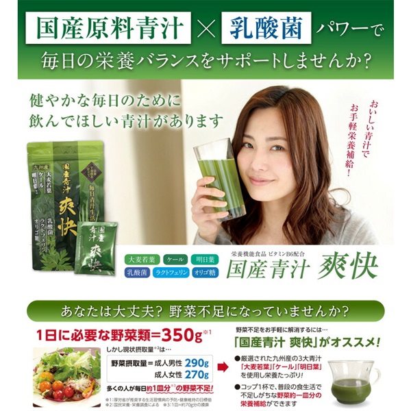 乳酸菌入り国産青汁 爽快 90包